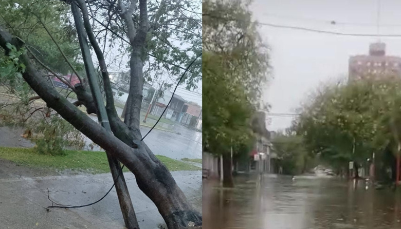 Gran caída de agua en poco tiempo, calles anegadas que generaron la interrupción del servicio de colectivos